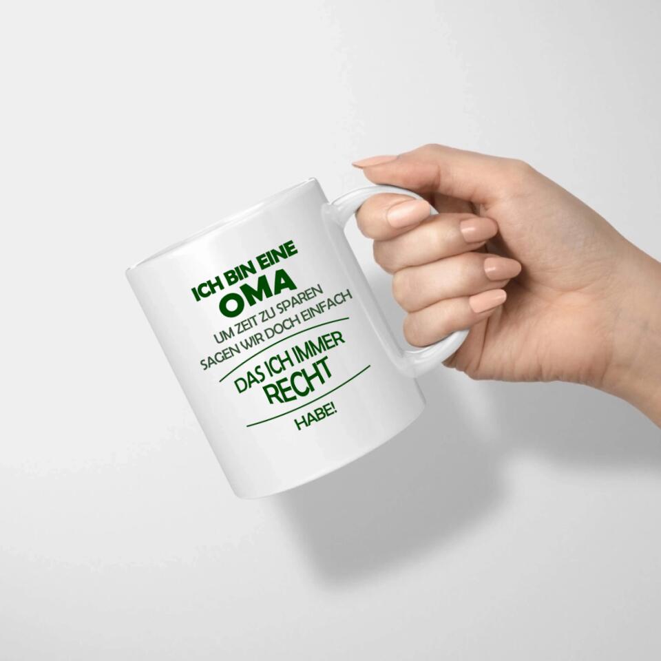 Tasse mit Oma Spruch bedruckt