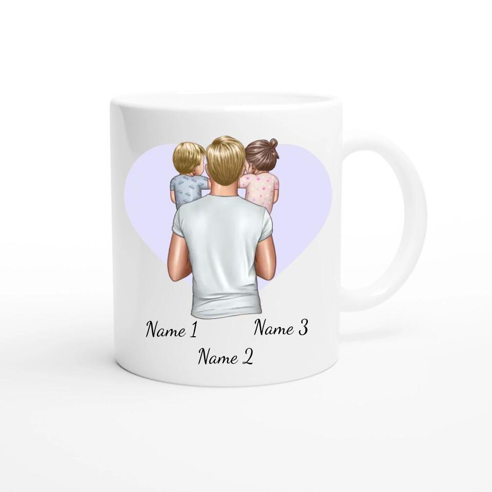 Personalisierte Tasse - Vater mit kleinen Kindern (Tochter und Sohn)