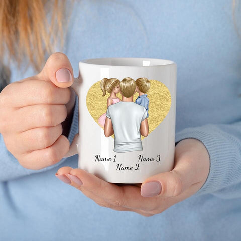 Personalisierte Tasse Familie (Papa mit Kindern)
