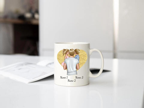 Personalisierte Tasse Familie (Papa mit Kindern)