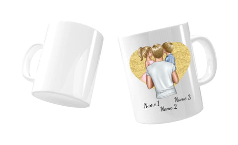 Personalisierte Tasse Familie (Papa mit Kindern)