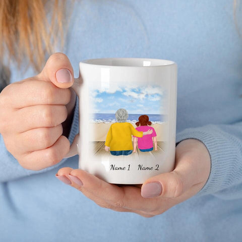 Personalisierte Tasse Familie (Oma mit Enkelin)