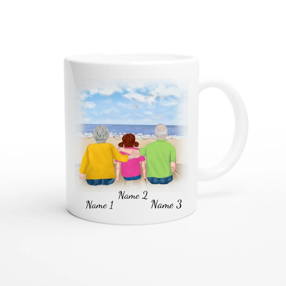 Personalisierte Tasse Familie (Großeltern mit Enkelin)