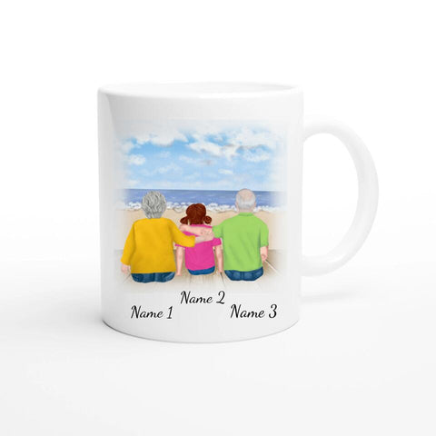 Personalisierte Tasse Familie (Großeltern mit Enkelin)