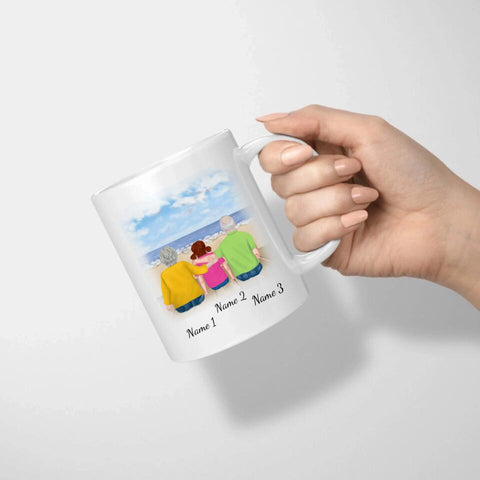 Personalisierte Tasse Familie (Großeltern mit Enkelin)