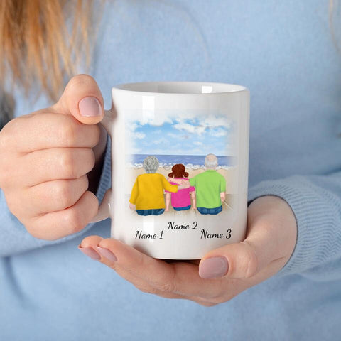 Personalisierte Tasse Familie (Großeltern mit Enkelin)
