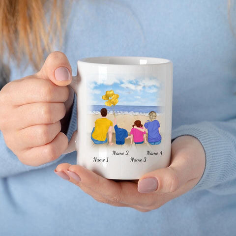 Personalisierte Tasse Familie (Eltern mit Kindern)