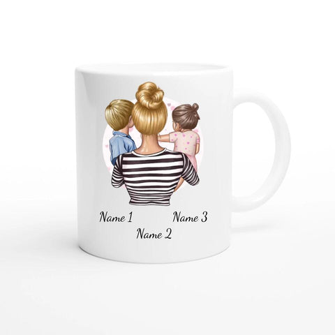 Personalisierte Tasse - Mutter mit Kindern (Tochter und Sohn)