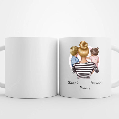 Personalisierte Tasse - Mutter mit Kindern (Tochter und Sohn)