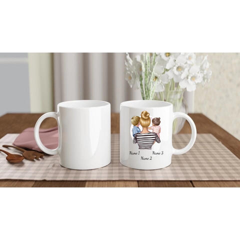 Personalisierte Tasse - Mutter mit Kindern (Tochter und Sohn)