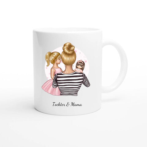 Personalisierte Mama Tasse (Mutter mit Tochter und Spielzeug)