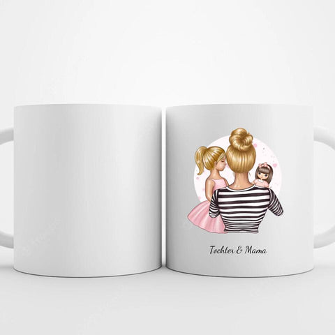 Personalisierte Mama Tasse (Mutter mit Tochter und Spielzeug)