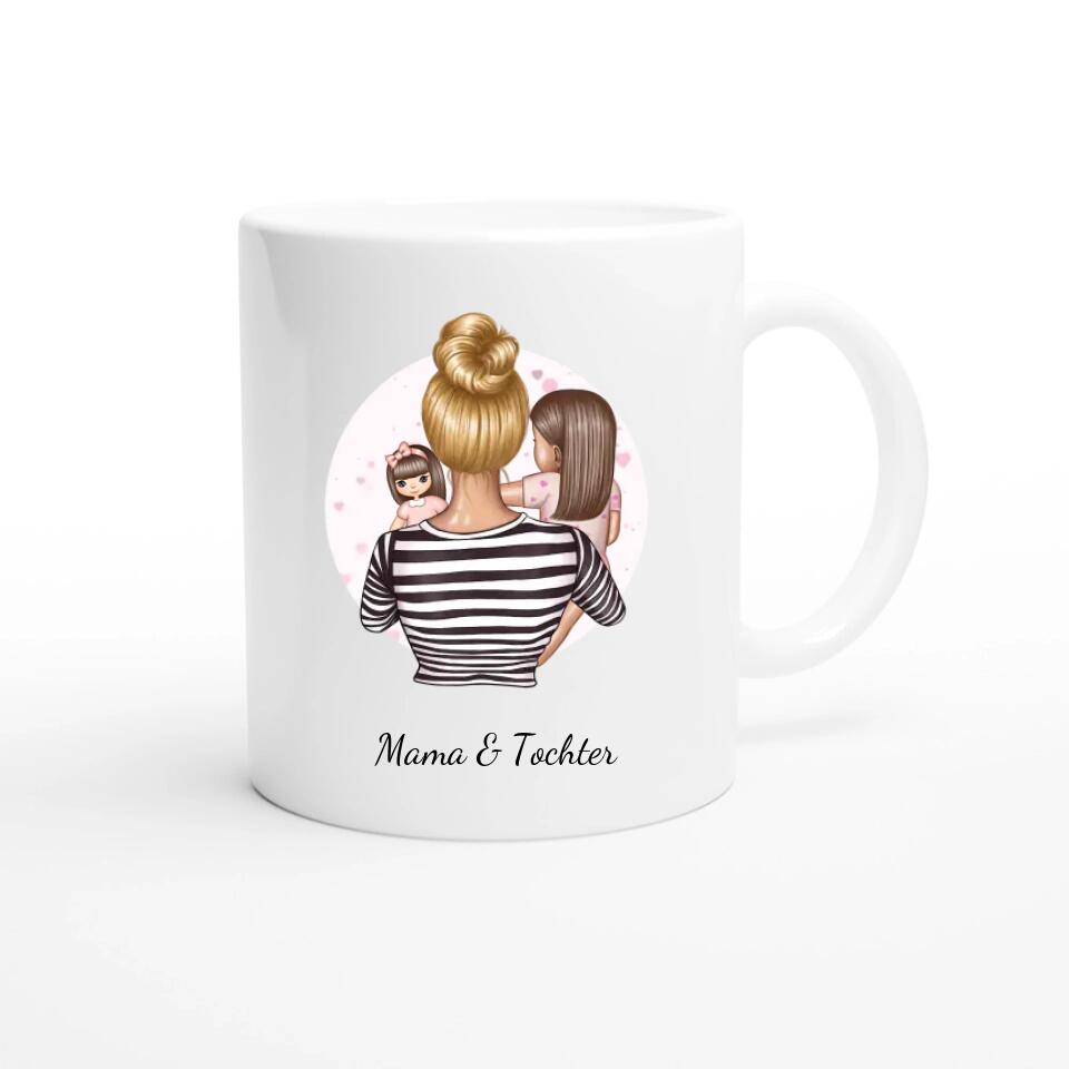 Personalisierte Mama Tasse - Mutter mit kleiner Tochter und Spielzeug
