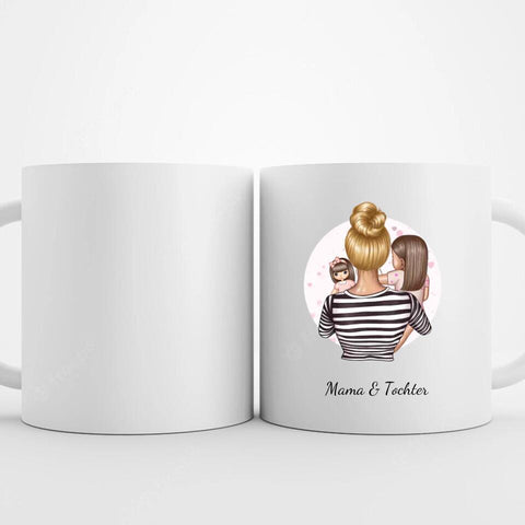 Personalisierte Mama Tasse - Mutter mit kleiner Tochter und Spielzeug