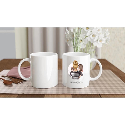 Personalisierte Mama Tasse - Mutter mit kleiner Tochter und Spielzeug
