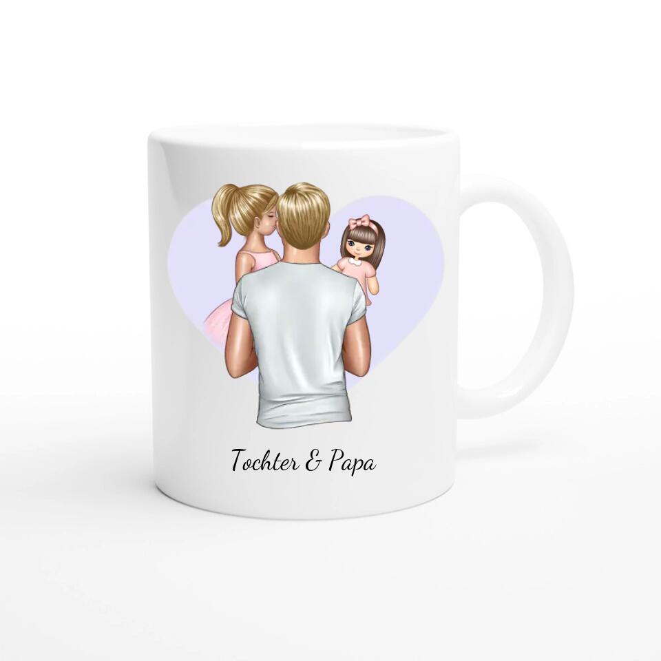 Personalisierte Papa Tasse (Papa mit Tochter und Spielzeug)