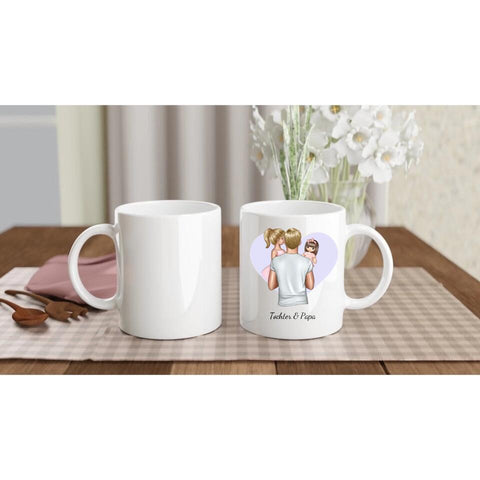 Personalisierte Papa Tasse (Papa mit Tochter und Spielzeug)
