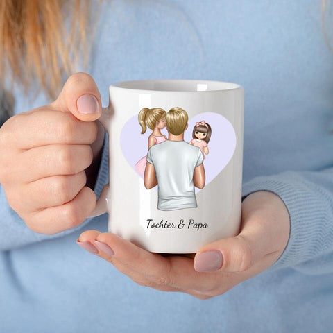 Personalisierte Papa Tasse (Papa mit Tochter und Spielzeug)