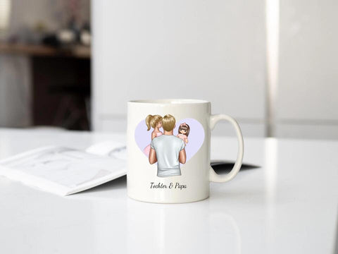 Personalisierte Papa Tasse (Papa mit Tochter und Spielzeug)