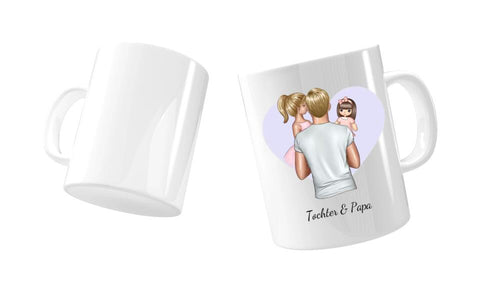 Personalisierte Papa Tasse (Papa mit Tochter und Spielzeug)