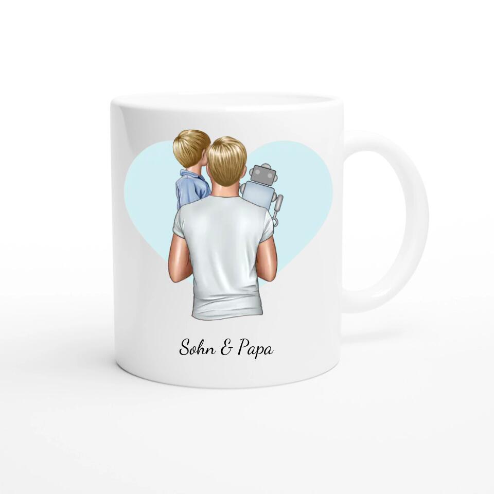 Personalisierte Papa Tasse (Papa mit Sohn und Spielzeug)