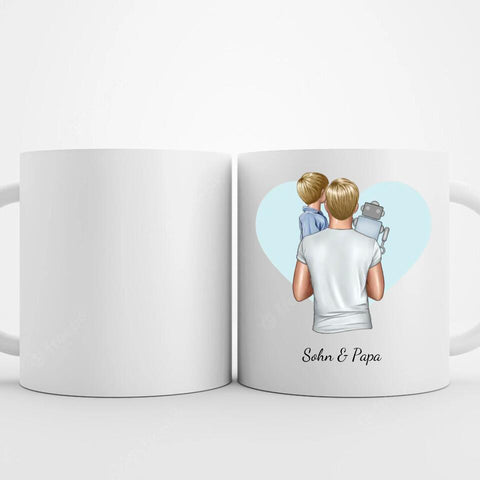 Personalisierte Papa Tasse (Papa mit Sohn und Spielzeug)