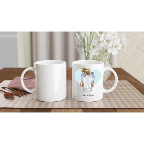 Personalisierte Papa Tasse (Papa mit Sohn und Spielzeug)