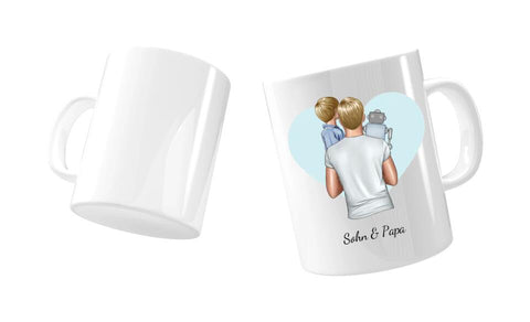 Personalisierte Papa Tasse (Papa mit Sohn und Spielzeug)