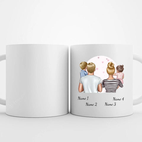 Tsse mit Mama und Papa mit Tochter und Sohn personalisieren