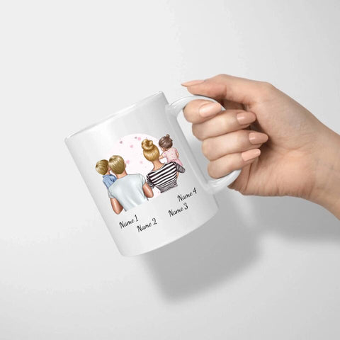 Eltern mit Kindern - Personalisierte Tasse Familie