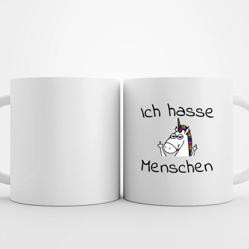 Foto Tasse mit Spruch "Ich hasse Menschen"