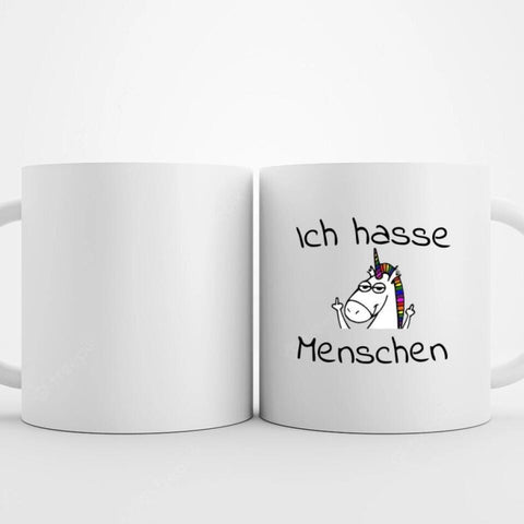 Foto Tasse mit Spruch "Ich hasse Menschen"