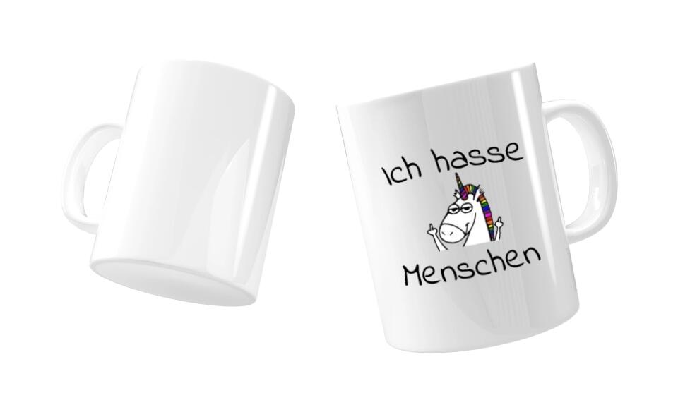 Ich hasse Menschen Tasse mit option Foto auf die Rückseite der Tasse bedrucken lassen
