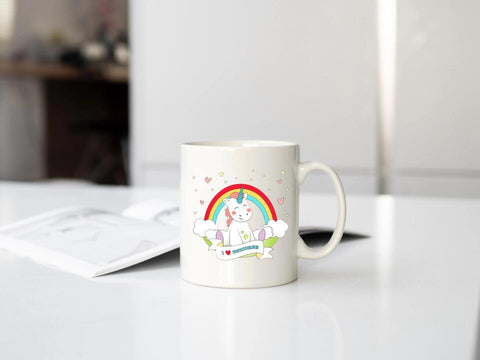 Wunderschöne Einhorn Tasse gestalten mit Foto und Text
