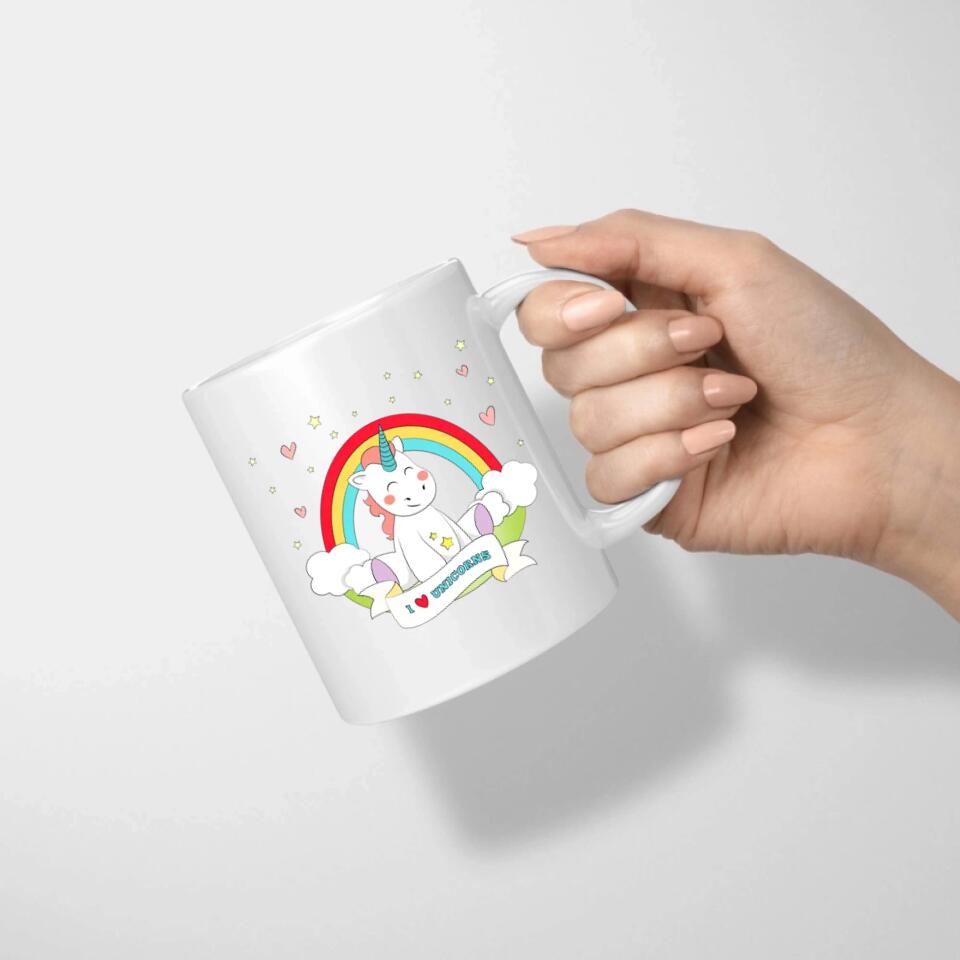 Einhorn Tasse mit Motiv I Love Unicorns