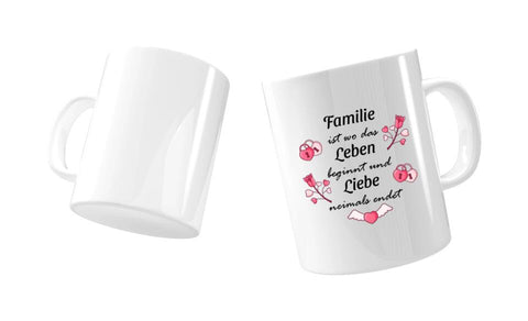 Tasse mit Bild und Spruch für Familie