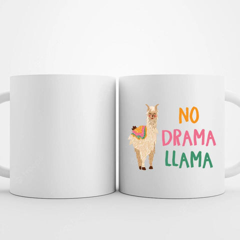 Fototasse mit No Drama Llama Motiv auf der Vorderseite