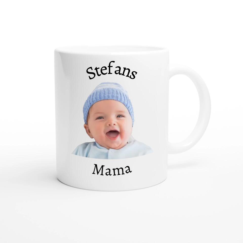 Kind und Mama Foto-Tasse mit Gesicht und Namen