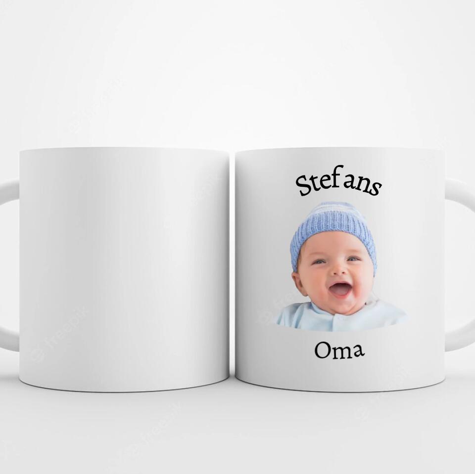 Oma mit Kind Tasse mit Gesicht und Name