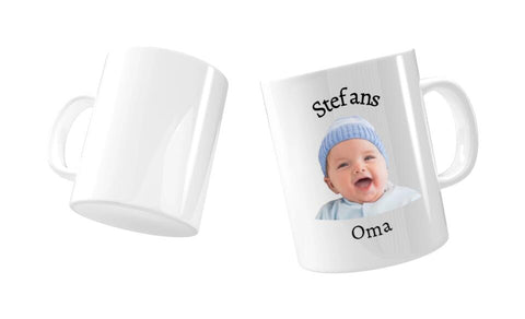 Fototasse mit Gesicht und Name - Kind und Oma