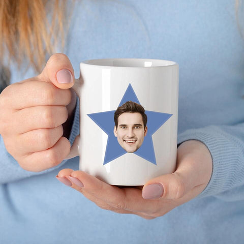 Personalisierbare Tasse mit Gesicht und Stern