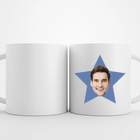 Lustiges Gesicht mit Stern personalisierte Tasse