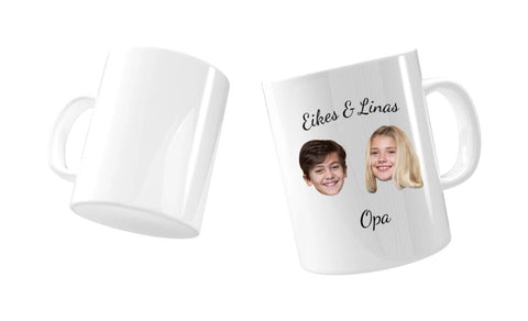 Tasse lustiges Gesicht - 2 Kinder und Opa