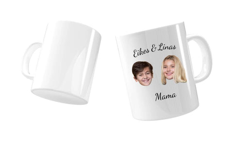 Tasse lustiges Gesicht - 2 Kinder und Mama