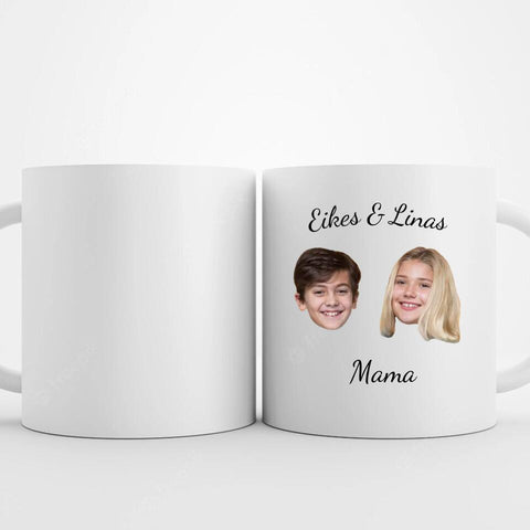 Tasse lustiges Gesicht - 2 Kinder und Mama