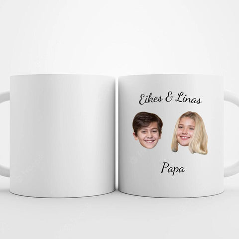 Tasse lustiges Gesicht - 2 Kinder und Papa