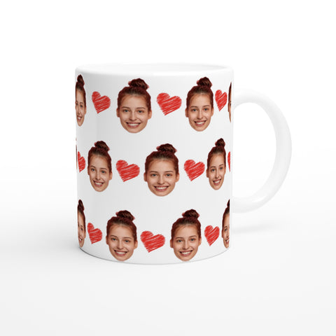 Tasse mit Gesicht und Herzen bedrucken lassen