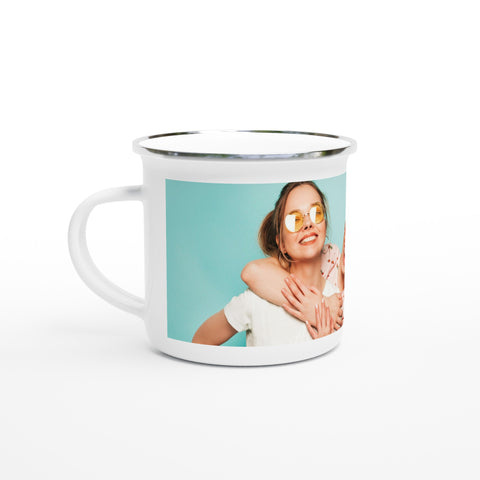 Emaille Tasse Camping mit Foto bedrucken