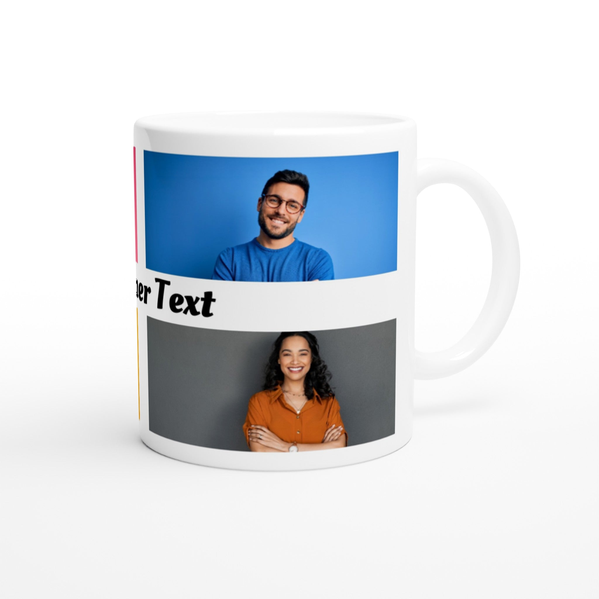 4 Fotos und Text auf Tasse bedrucken lassen