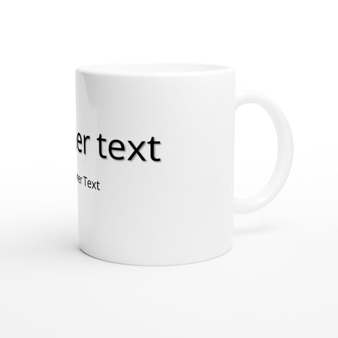 Weiße Keramiktasse mit eigenen Text bedrucken lassen